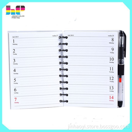 hot sale new design PVC hardcover notebook printing with a pen